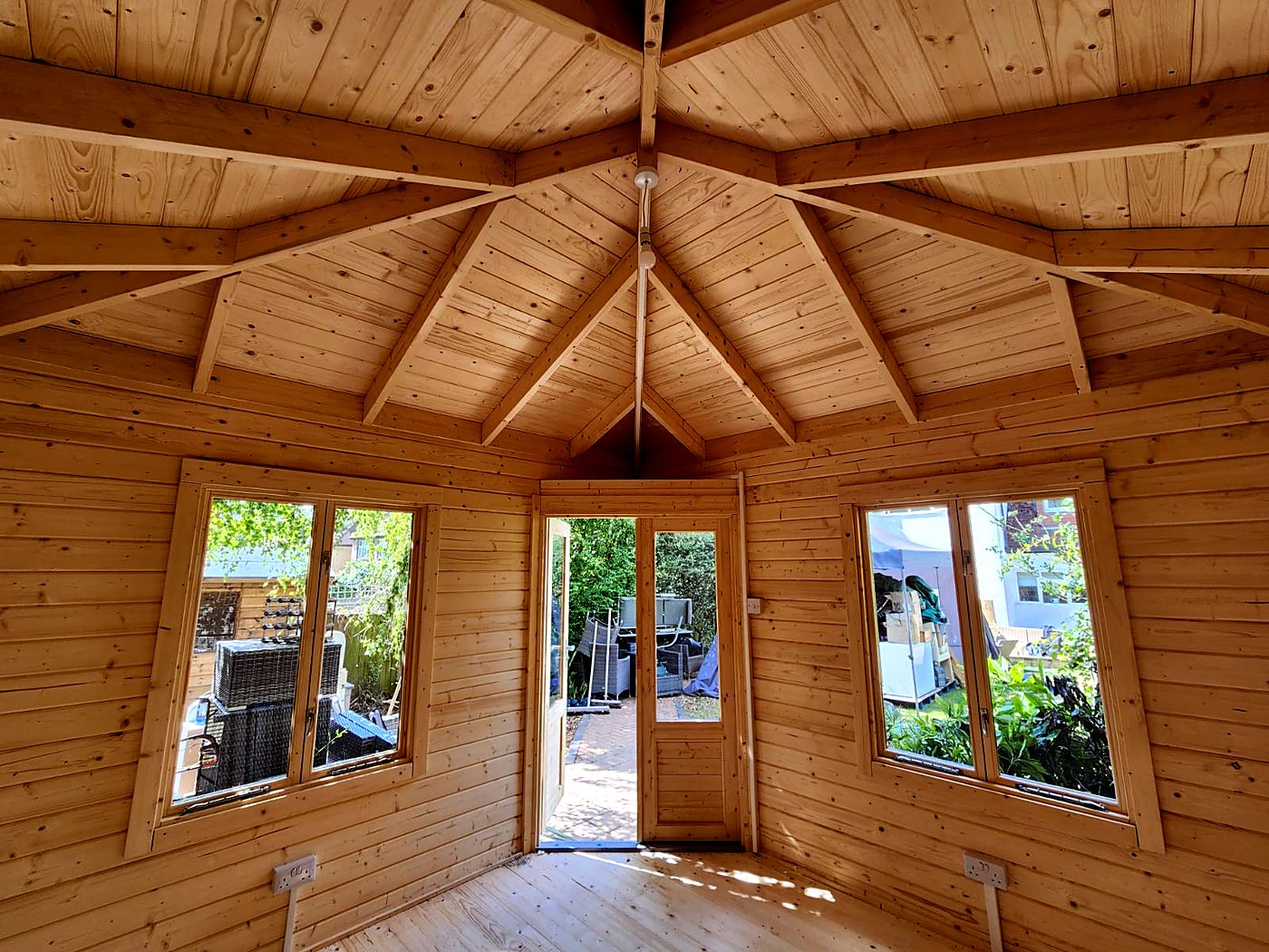 Inside a timber garden room installed by Hutton Garden Rooms